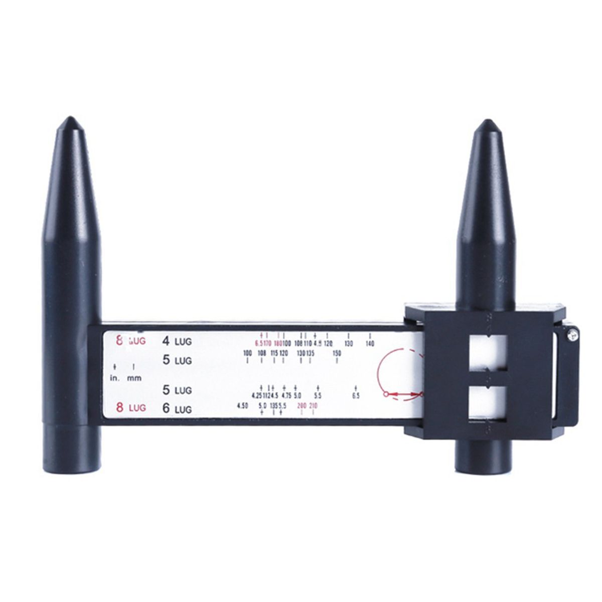 

Distance Hand Tool Rim Bolt Pattern Lugs Hub Pitch Sliding Caliper Ruler Measuring Tool PCD Gauge 8 Holes