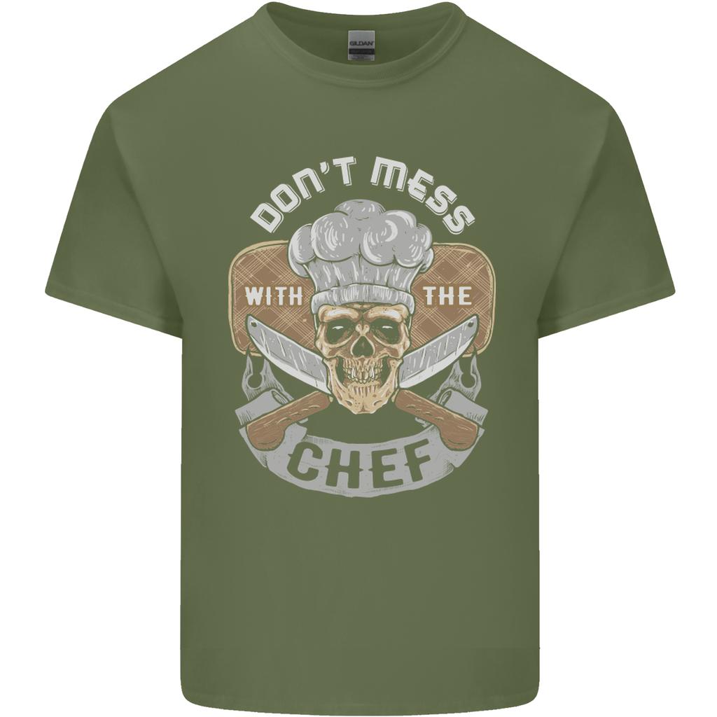 Dont Mess With the Chef Cooking Skull Unisexs Light Cotton TShirt