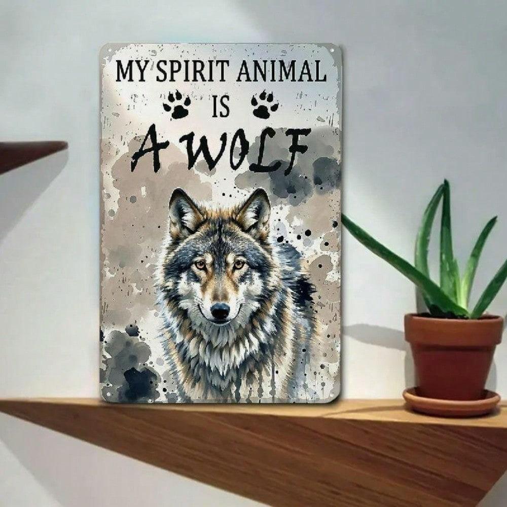 Wolf Spirit Animal Metal Wall Art 8x12 Rustic Tin Sign Lodge Cabin Retro Decor