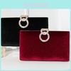 Stylish Velvet Evening Clutch With Chain And Rhinestone Embellishments For Formal Events