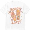 Tricou Grafic cu Șlapi Beach Life, Cămașă Retro pentru Vacanță de Vară