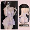 Sex Clothes Sexy Polka Dot Perspective Mesh Lace Crystal Buckle Suspender Nightdress Abstinence Suit