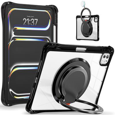 For iPad Pro 11 (2024) Case Rotary Kickstand PC+TPU+Acrylic Tablet Cover