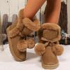 Fashion Sweet Pink Furry Non Slip Snow Boots Women 2025 Winter Warm Fluffy Fur Flats Ankle Boots Cute Pom-Pom Designer Girl's Shoes 41