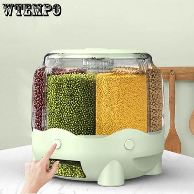 Moisture-proof and Insect-proof Household Rotatable Rice Bucket Large Capacity Sealed Cereals and Grains Compartmentalized Rice Storage Box
