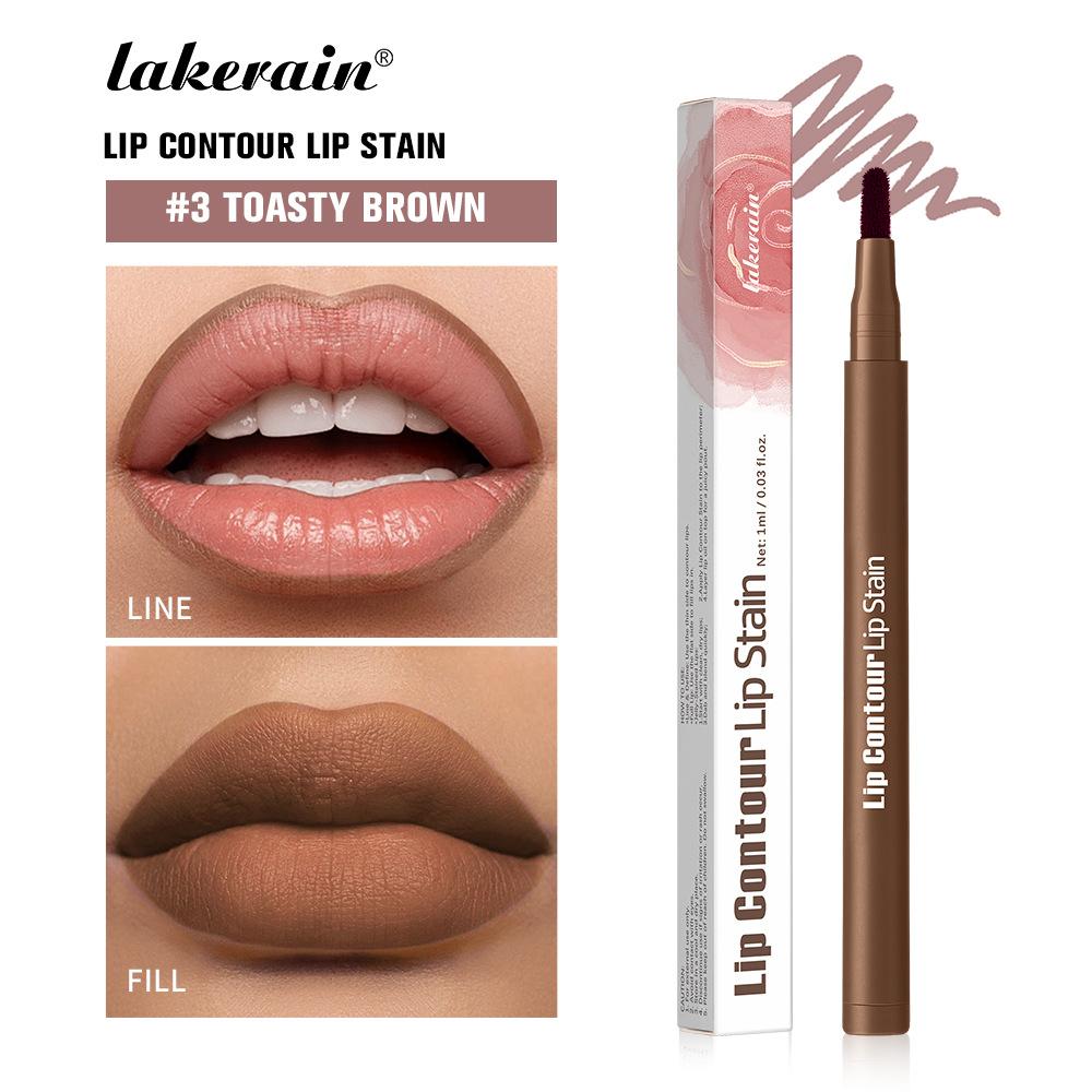 Lakerain Contorno Labbra Tinta Labbra Penna Anti-macchia Non Si Attacca alla Tazza Labbra Idratanti Trucco Labbra Cosmetico 2-in-1 Tinta Labbra & Matita