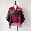 Autumn And Winter New Checkered Scarf Button Cloak Scarf Women'S Winter High End Sensation Imitation Cashmere Red Shawl