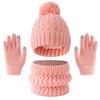 Europäisches & Amerikanisches Kinder Herbst/Winter Plus Samt Bommelmützen, Schal & Handschuhe Set