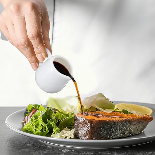 NIYANGLE Mini Milk Pitcher, 50ml, Coffee/Milk Jug, Ceramic White Milk Pot, Pack of 4