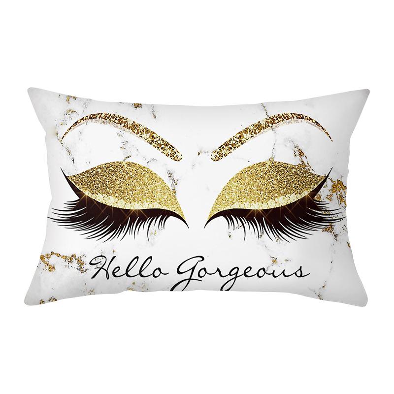 Peach Skin Waist Pillowcase Eyelash Print Cushion Cover Sofa Office Cushion Cover
