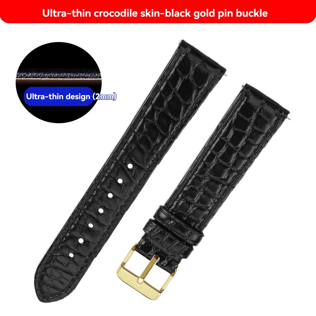 13-22mm High-end crocodile strap quick-release Cowhide base watchband ultra-thin soft unisex for Longines Rossini Cartier Omega