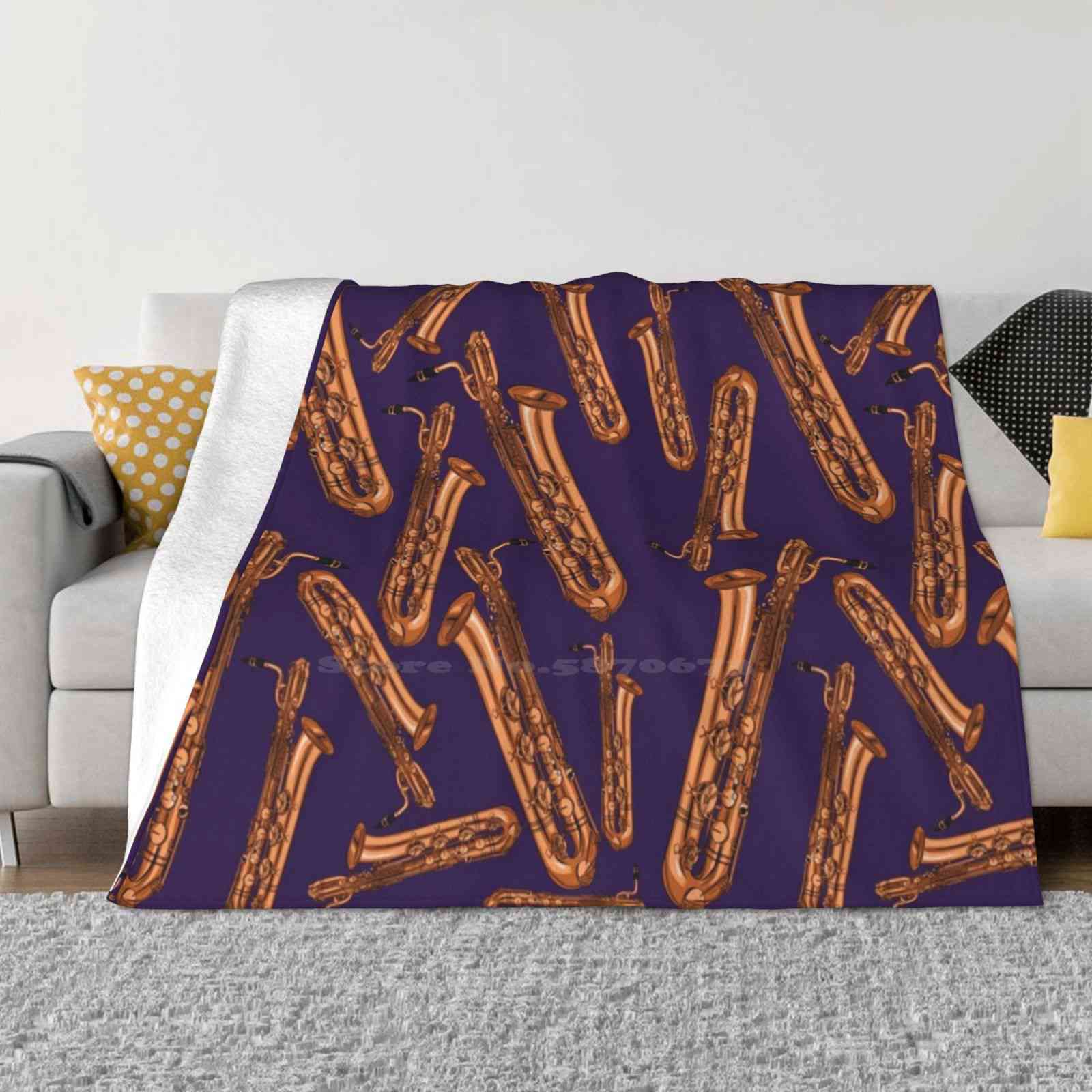 Baritone Saxophone Pattern Purple Fashion Soft Warm Flannel Blanket Jasmijndeklerk Baritone Saxophone Bari Sax Cute Saxophone 30x40in