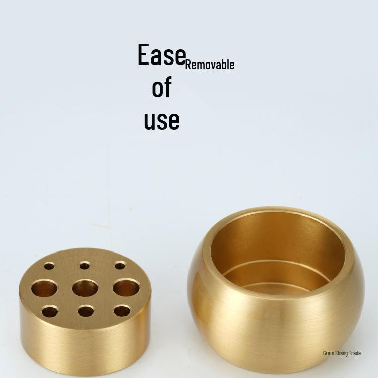 Nine-Hole Zen Brass Incense Holder - Ash-Free & Multi-Hole Mini Burner