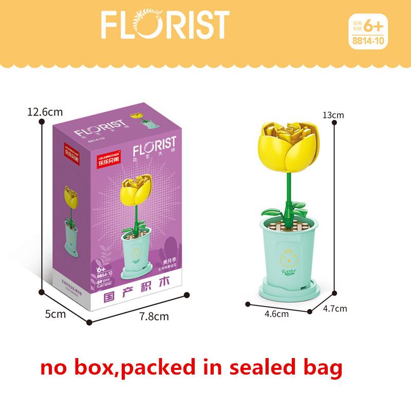 Creative Kawaii Milk Tea Cup Building Block Flower Bouquet Potted DIY Rose Bricks Decor Toys For Children Kids Christmas Gift