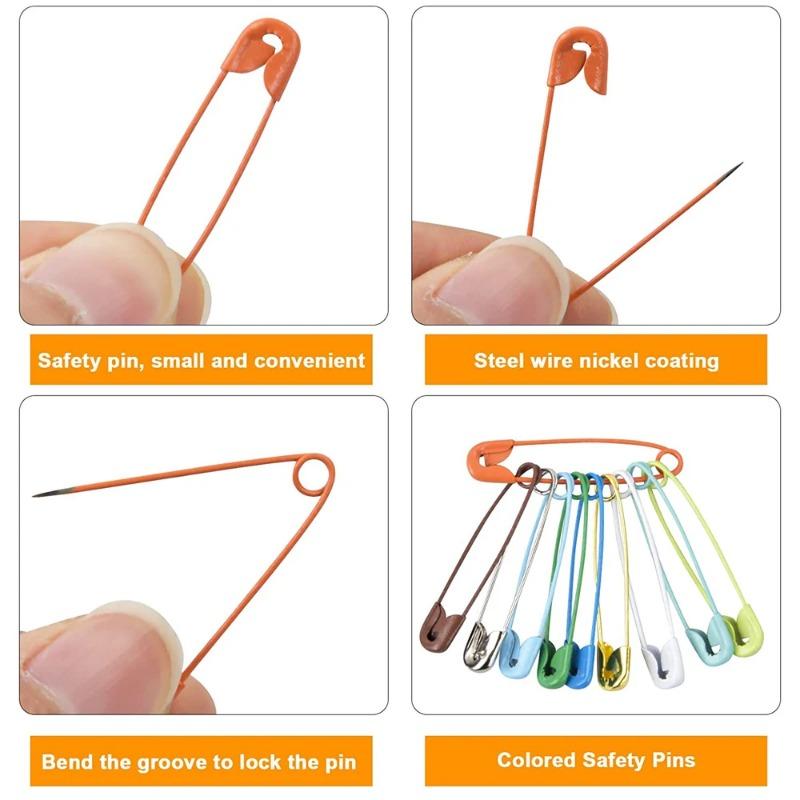 120Pcs Safety Pins Colored Metal Safety Pins with Storage Box Small Safety Pins for Clothes DIY Crafts Pins Sewing Accessories