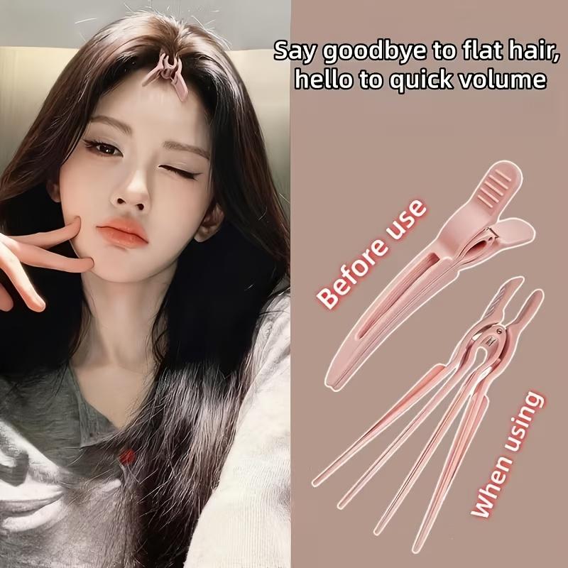2Pcs High Cranial Top Fluffy Clips, Seamless Positioning Duckbill Clips for Hair Root Fixing & Bangs Styling