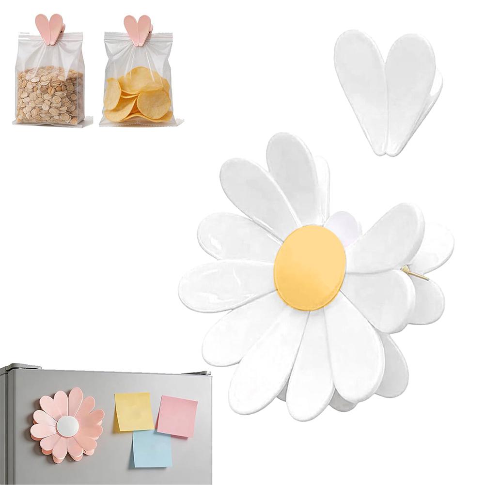 

Flower Type 2-in-1 Magnetic Fridge Clips Multifunctional Food Sealing Clips Kitchen Accessory for Storage белый