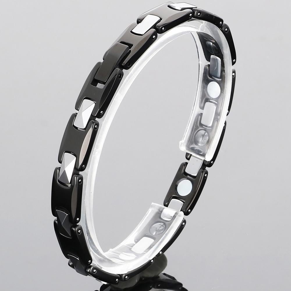 

Мужские браслеты с магнитной терапией и германием для мужчин, вакуумное напыление, гипоаллергенная бижутерия для здоровья из вольфрамовой стали, модные подарки для него 20cm серебряный/чёрный