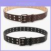 Punk Style Faux Leather Belt For Men Women With Double Row Hole For Casual Jeans And Dresses