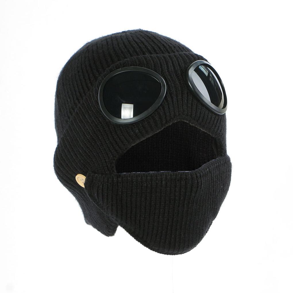 Unisex mask, goggles, beanie hat, cold-weather warm winter knit