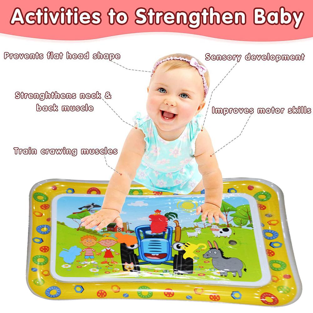 Inflatable Baby Water Mat PVC Marine Animal Water Mat Double Edge Animal Water Mat Foldable for Infants Toddlers for Activity