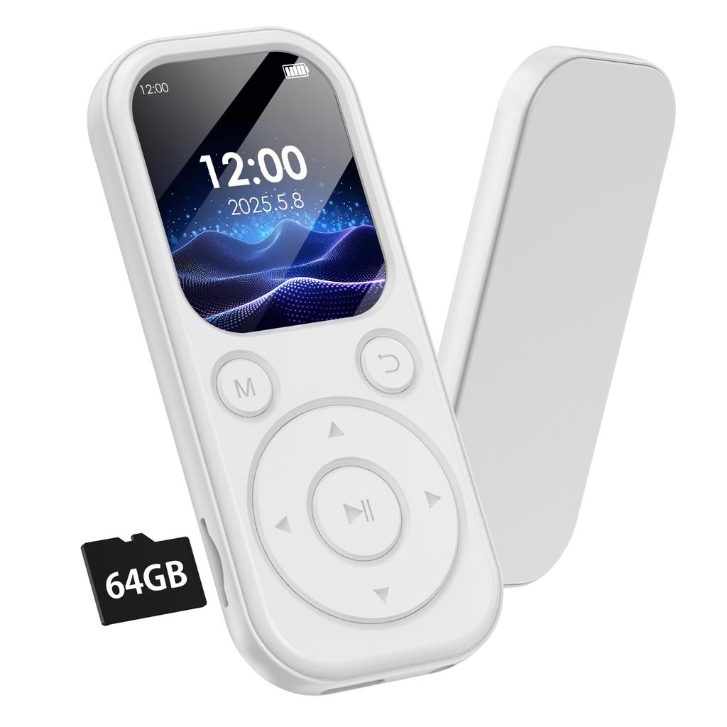 Ultra-lightweight 26g MP3 Player with Bluetooth 5.3, Compact, 64GB Portable Digital Music Player, Slim Design, Expandable to 128GB, Type-C