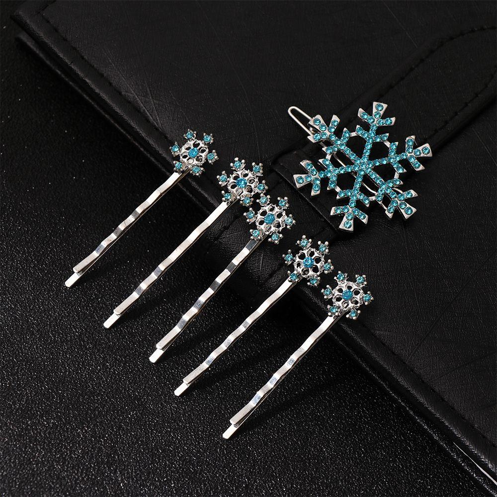 Girls Shiny Christmas Hair Clips Crystal Snowflake Hairpins Hair Accessories Rhinestone Barrette