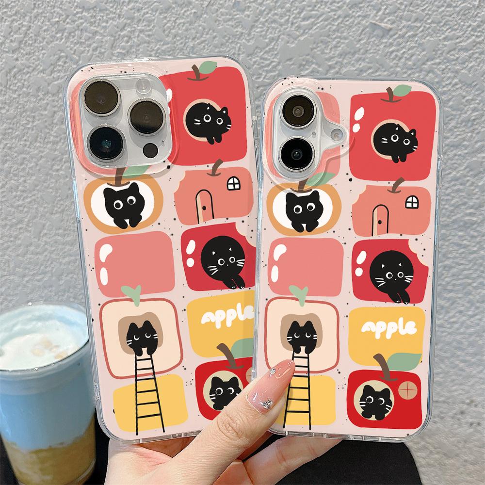 Painted Phone Case for iPhone 12 13 15 16 iPhone 16 12 13 14 15 Pro  14 15 16 Pro Max Coverage Shockproof Anti-Fingerprint Fresh Style Protective Case