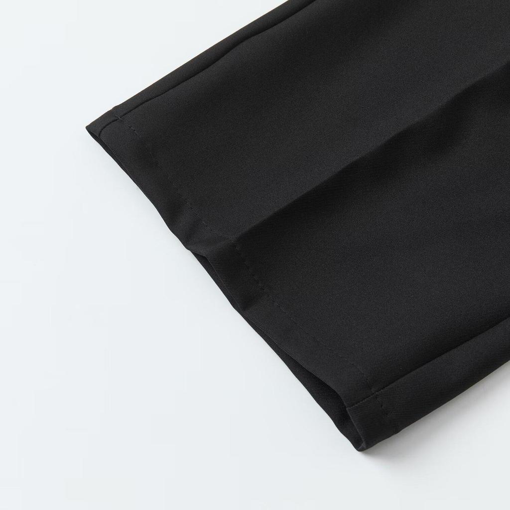 Men's Spring 2026 Casual Trousers - Korean Style, Non-Iron, Loose Tapered Suit Pants with Half Elastic Waist