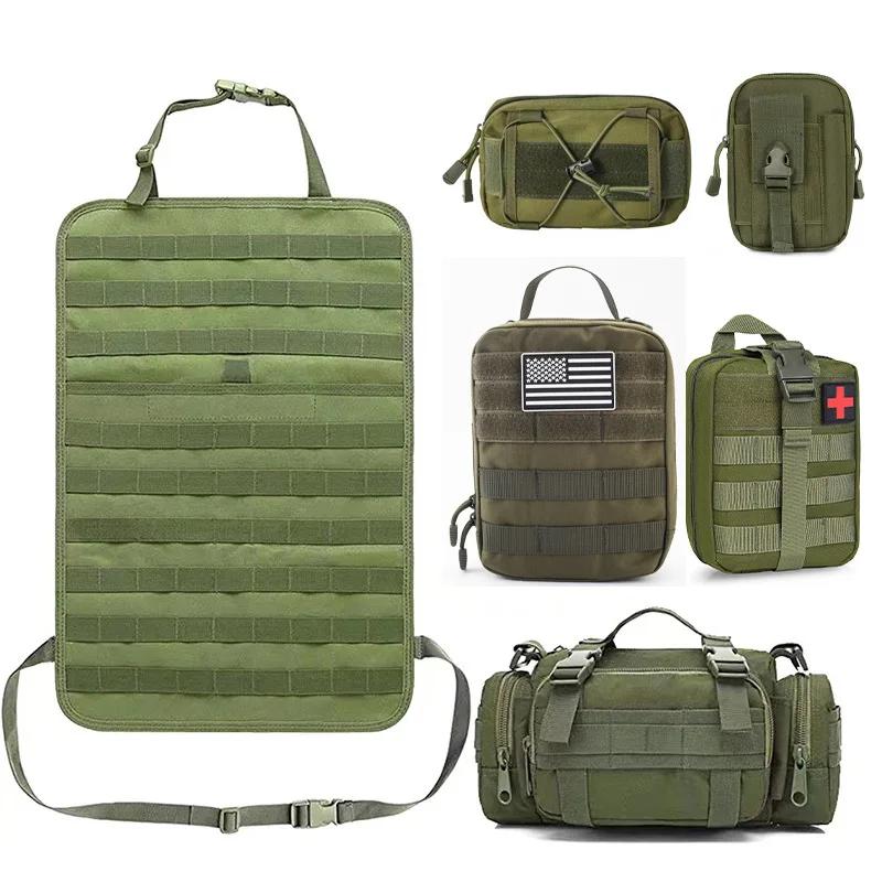 Universal Car Backrest Wall Hanging Seat Back Organizer Molle Panel Storage Bag with 5 Detachable Pouch Multifunctional Storage