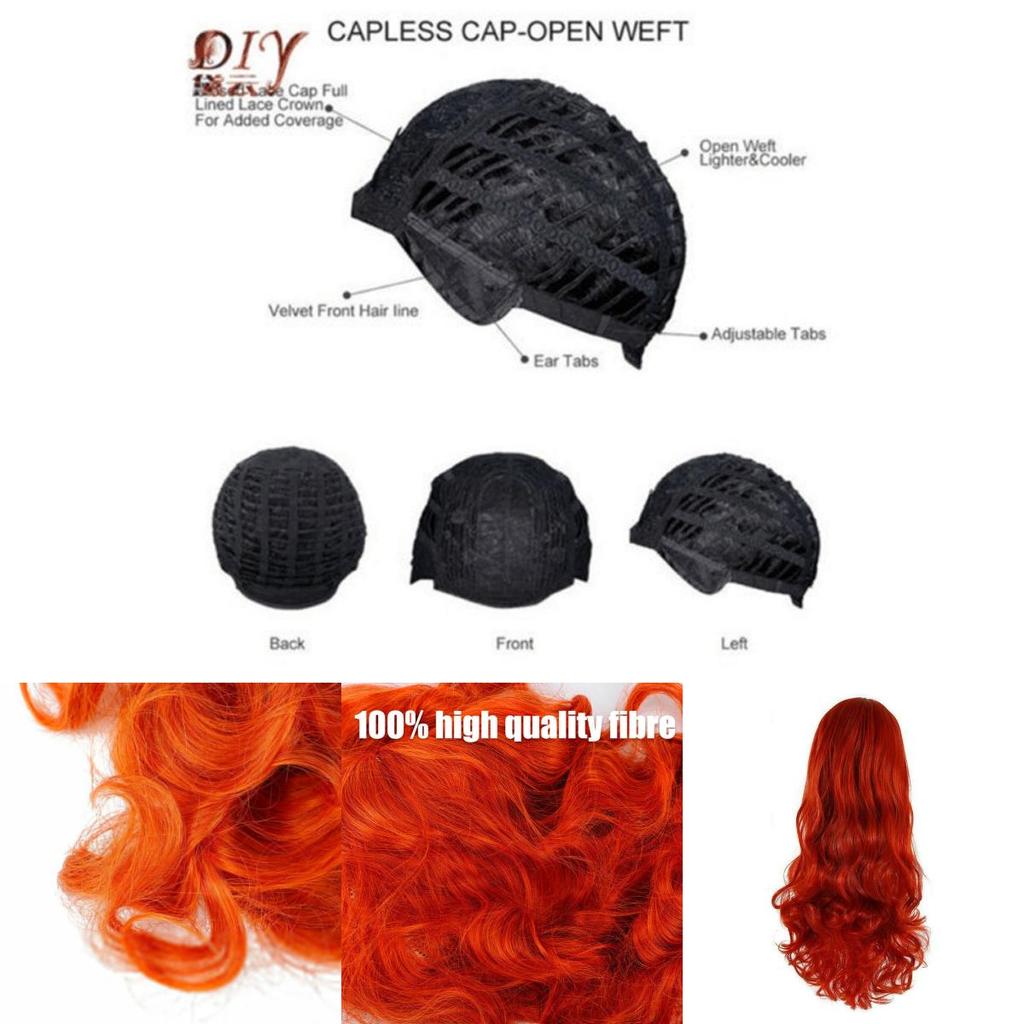 Red Retro Curls Long Wig For Women Cosplay Party Halloween Costume
