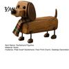Retro Dog Decor Plaid Scarf Dachshund Figurine, Statue with Paw Figurine Print Charm, Handcrafted Mini Puppy Desktop Decoration