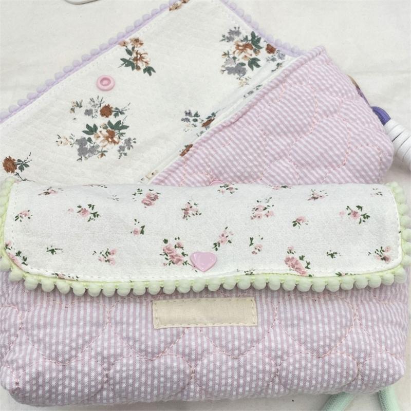 Flower Print Pen Bag with Lanyard Large Capacity Pencil Case Pen Organizers Pencil Pouches Travel Makeup Bag for Women
