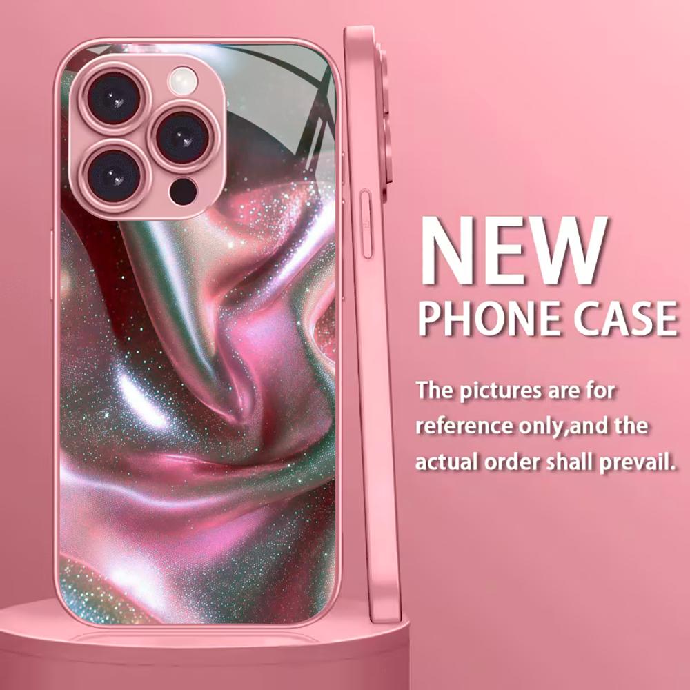 Greative Pink Phone Case High-end Phone Case Electroplated Glass TPU PhoneCase for iPhone 17 16 15 14 13 12 11pm Pro Plus