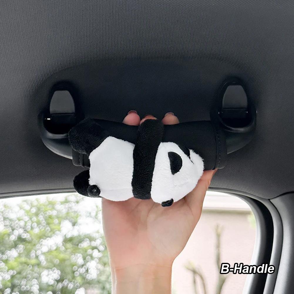 Cute Cartoon Panda Car Gear Shift Cover Soft Plush Car Shifter Hand Brake Case Toy Bear Gear Shift Collars Interior Decoration