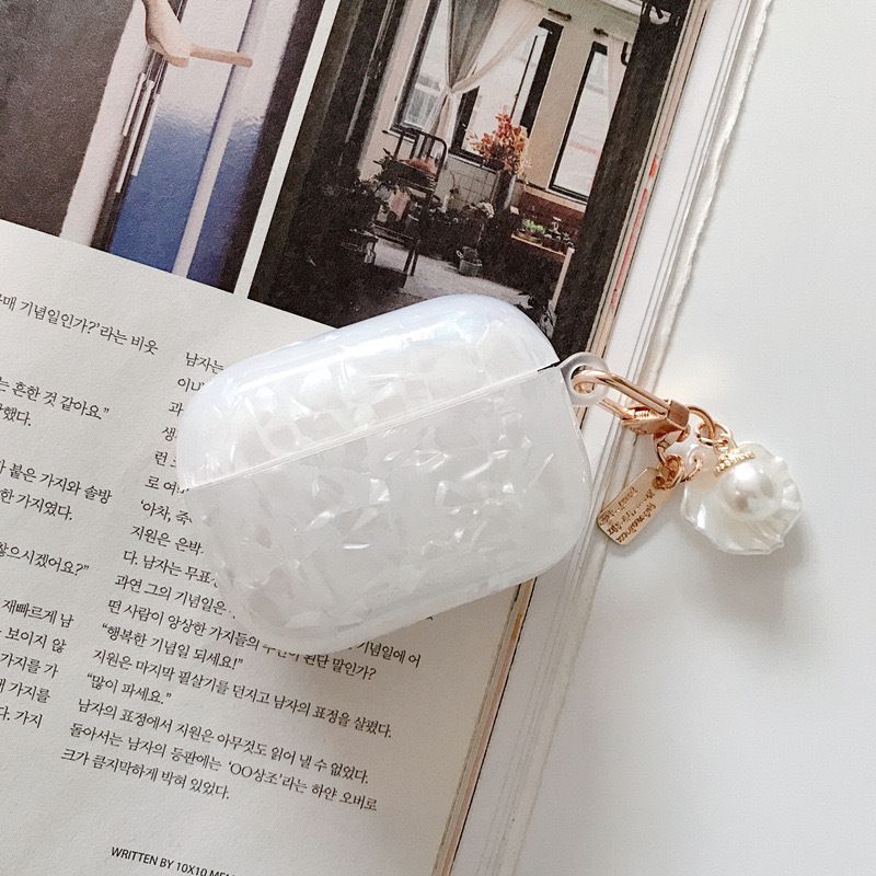 For Airpods Pro Case Colorful Shell Pearl Pendant Keychain For Apple Airpods 1 2 3 4 Soft Cases Bluetooth Earphone Protective Bags