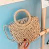 Half-Round Rattan Beach Bag Women Large Capacity Handle Bag Summer Beach Bags Travel Weave Handle Bag Premium Durable