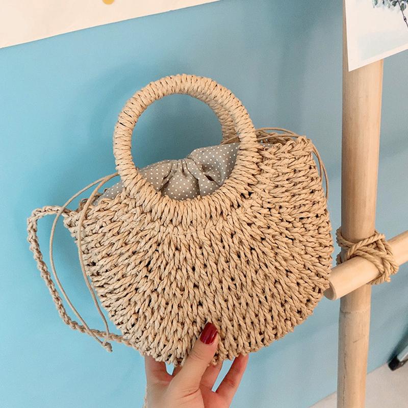 Half-Round Rattan Beach Bag Women Large Capacity Handle Bag Summer Beach Bags Travel Weave Handle Bag Premium Durable