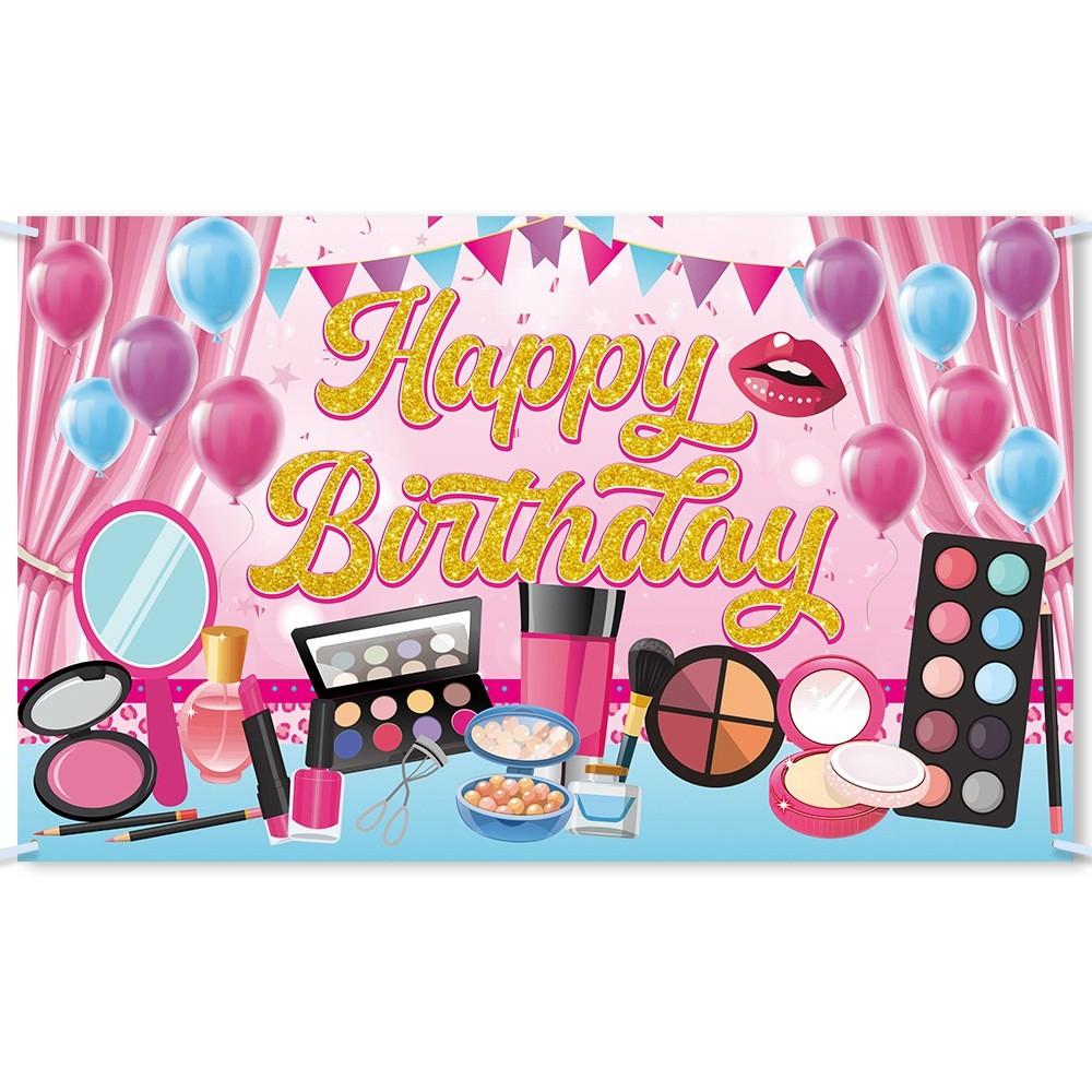 Birthday Makeup Themed Decoration Background Banner For Girls Party Props