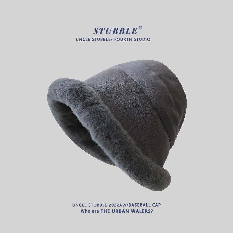 

Thickened and Velvet Warm Fisherman Hat Furry Face Small Basin Hat Korean Style Cold Protection Ear Protection Mongolian Hat for Women （55-59cm）