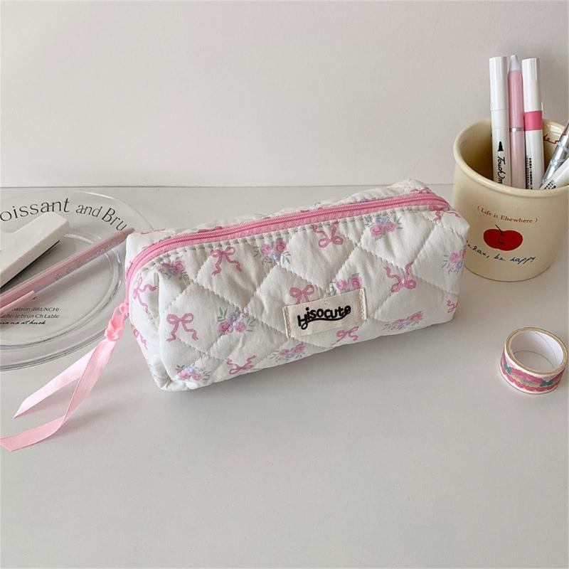 Simple Pencil Case Sweet Bows Pen Case Pencil Pouch Aesthetic Pencil Bag Pen Pouch Desk Organizers for Student