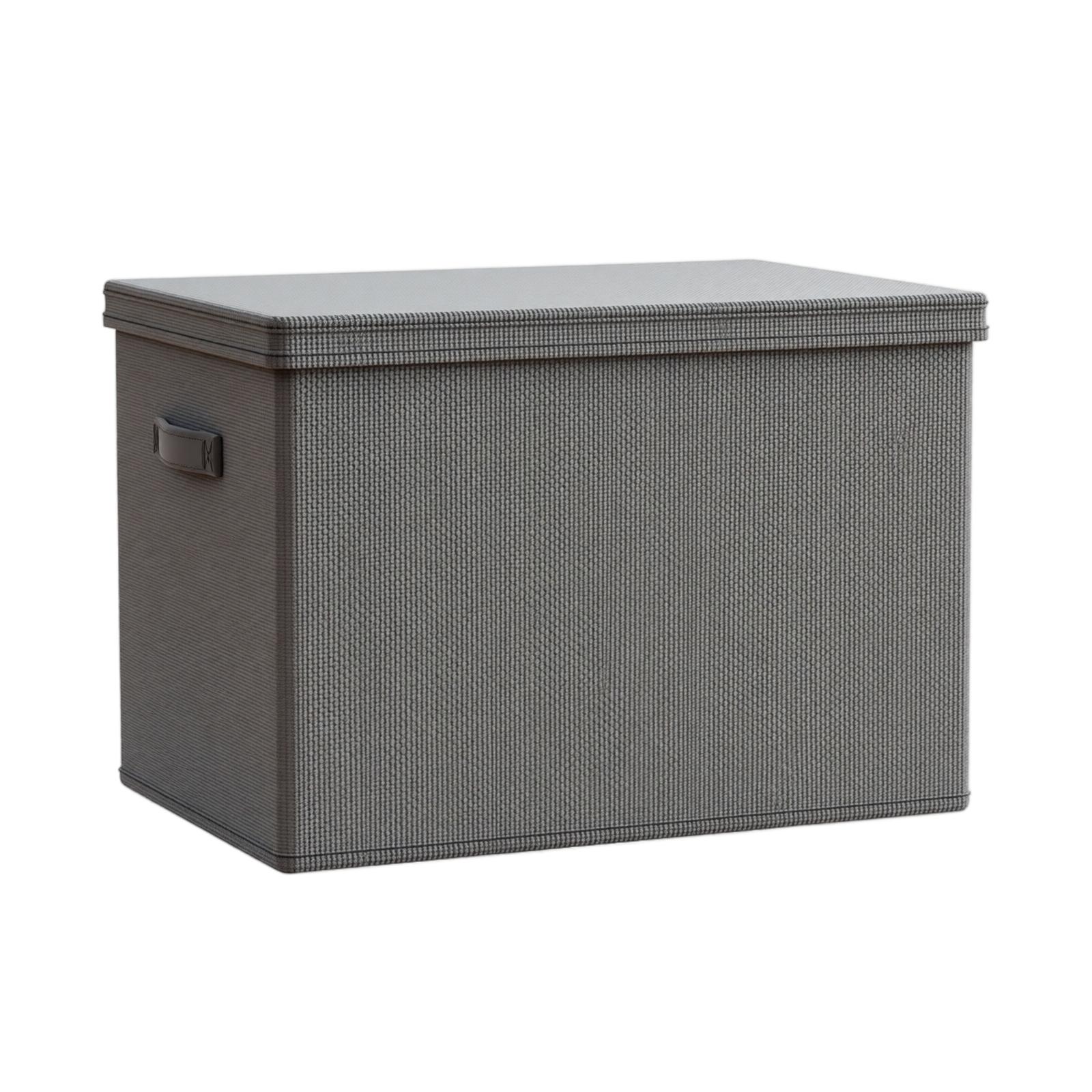 Foldable Fabric Storage Box with Lid and Handles Large Capacity Collapsible Organizer for Home Office Closet and Toy Storage S