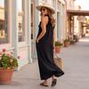 Sleeveless Ruffled Neck Maxi Dress Loose Fit Long Dress Lightweight Flowing Fabric Summer Style for Women