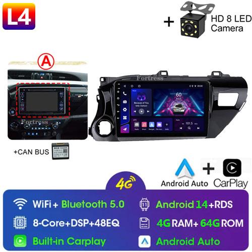 8 Core Android13 Auto Car Radio Multimedia For Toyota Hilux Pick Up AN120 2015 - 2020 LHD Stereo Carplay GPS Navigation No DVD