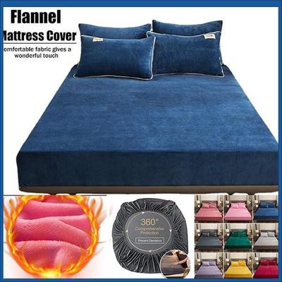 Sábana bajera ajustable de terciopelo de leche, cubierta de colchón con banda elástica de franela, funda de cama, Funda de colchón