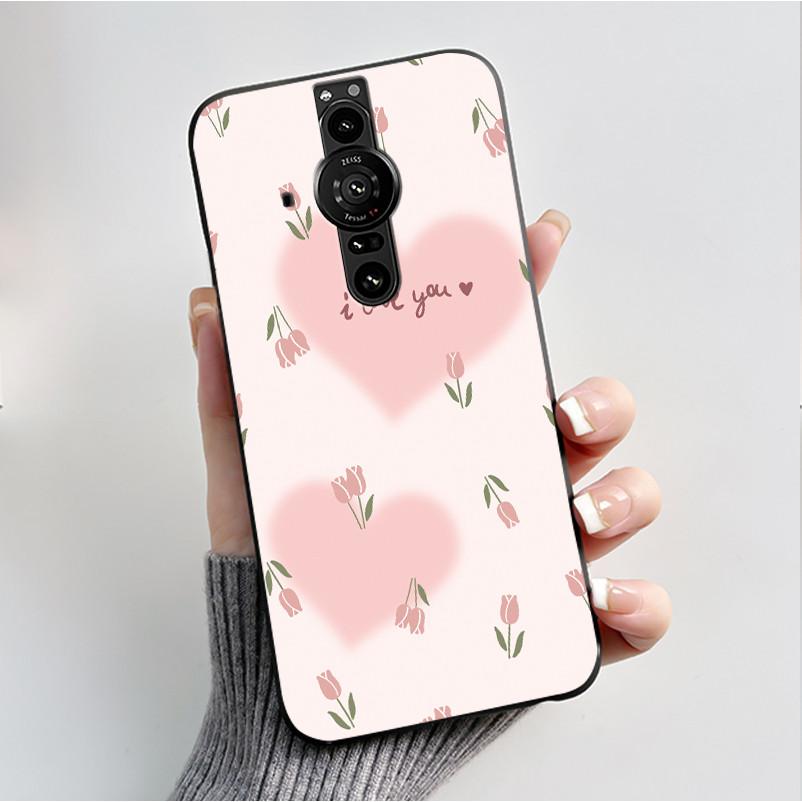 Printing Pattern Case For Sony Xperia Pro-I Fundas Soft Silicone Black Shell Cover Cute Flower Cartoon Casing Capa Coque