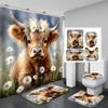 Printed Bathroom Shower Curtain Waterproof and Mildew-proof Shower Curtain Bathroom Dry and Wet Separation Shading Warm Shower Curtain