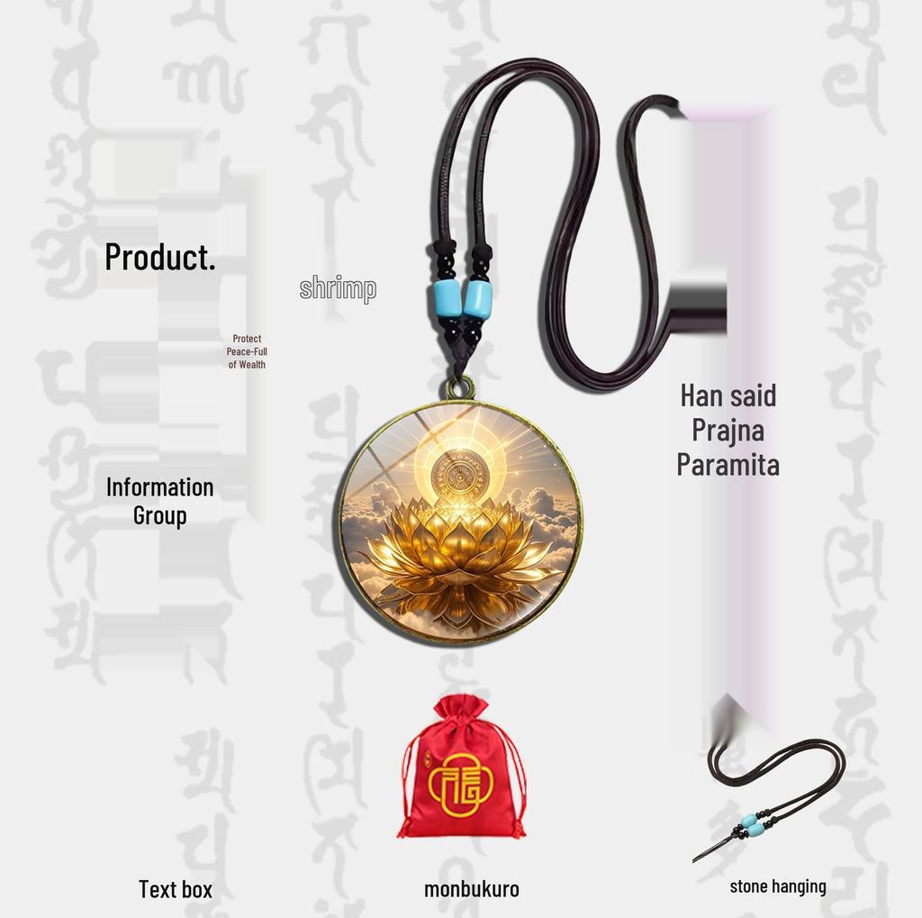 4cm Antique Bronze Sunlight Golden Lotus Pendant with Turquoise Gem