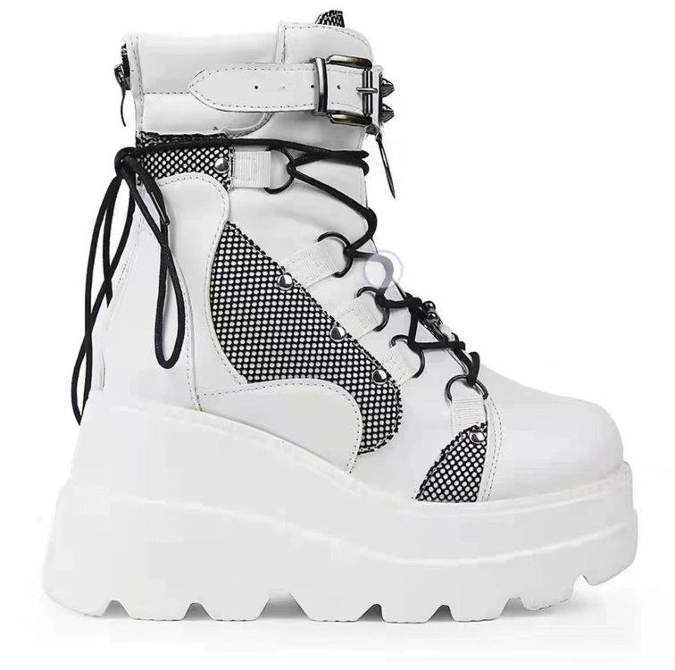Women's 2022 Pink Wedge Heel Martin Boots with Thick Sole - Plus Size, European & American Fashion Short Boots