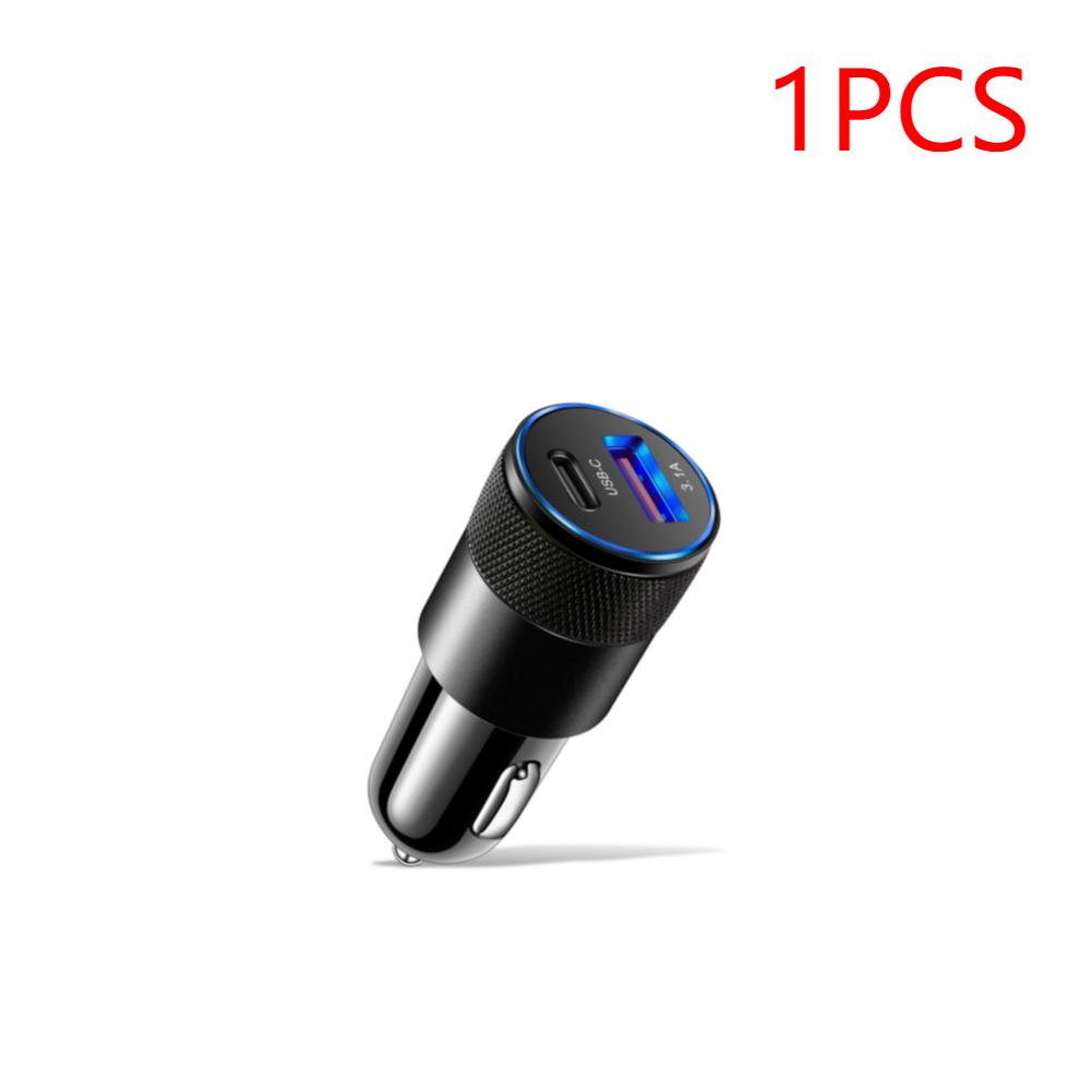 1-5Pcs 2 in 1 Mini USB Car Charger Type C 12V 3.1A 15W PD Cigar Jack Fast Charging Adapter for Mobile Phone Car Power Bank